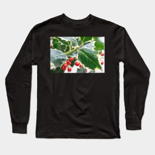 Christmas Holly Greeting Card Long Sleeve T-Shirt